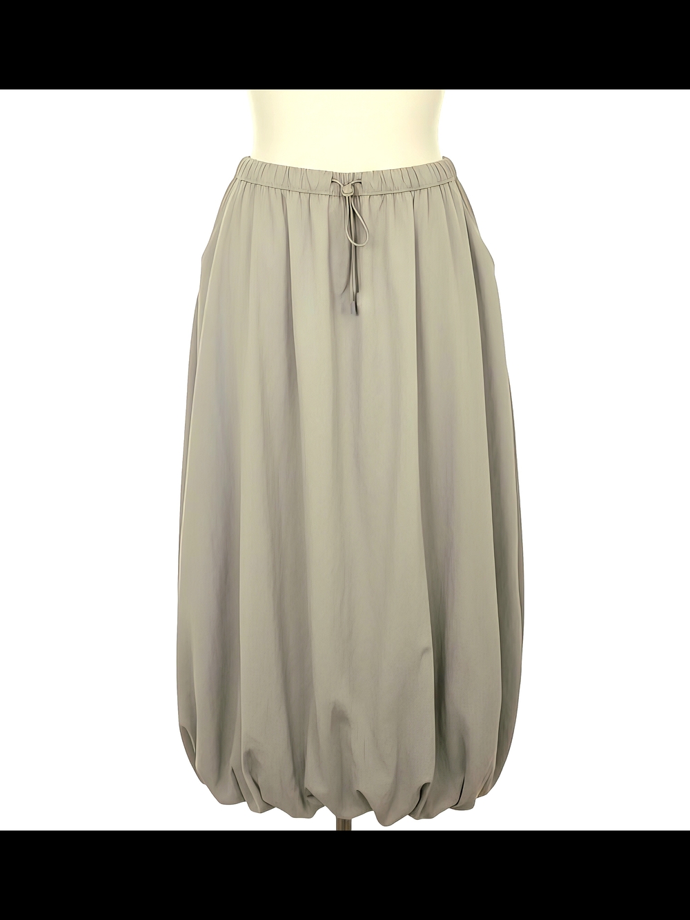 Nicole Miller Balloon-Hem Midi Skirt in Light Taupe Gray